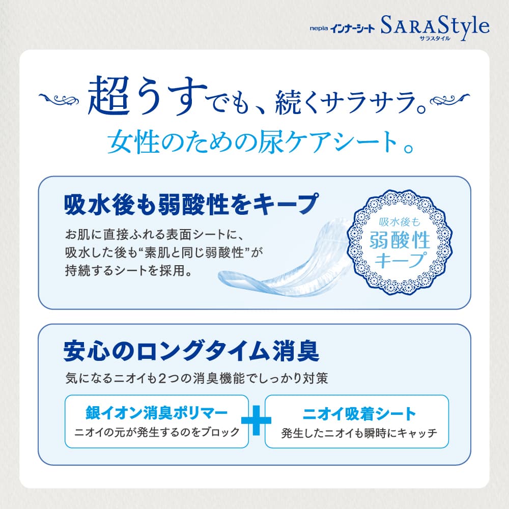 ネピア インナーシート SARAStyle（サラスタイル）｜吸水ケア用品 女性