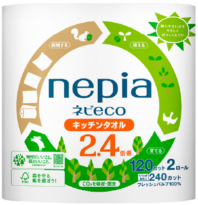 ネピア ネピeco キッチンタオル 2.4倍巻2枚重ね