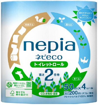 ネピア ネピeco トイレットロール 2倍巻 4ロール ダブル