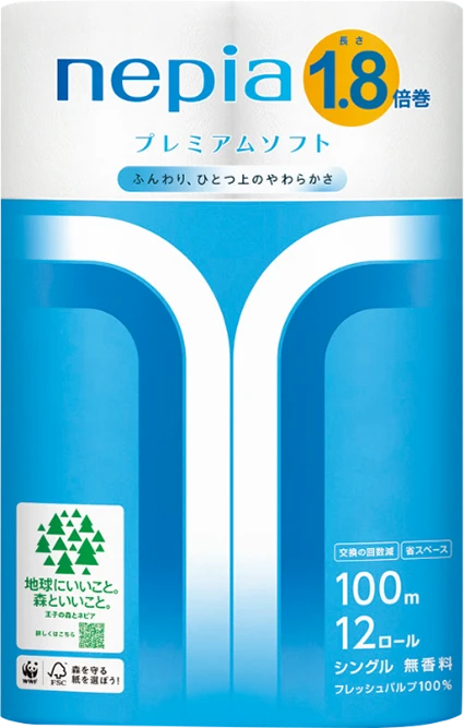 ネピア プレミアムソフト トイレットロール 1.8倍巻 12ロール シングル 100m巻 無香料
