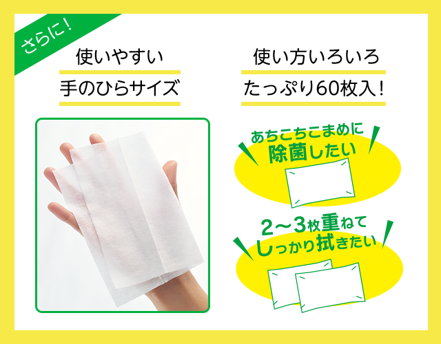 さらに！ 使いやすい手のひらサイズ 使い方いろいろたっぷり60枚入！